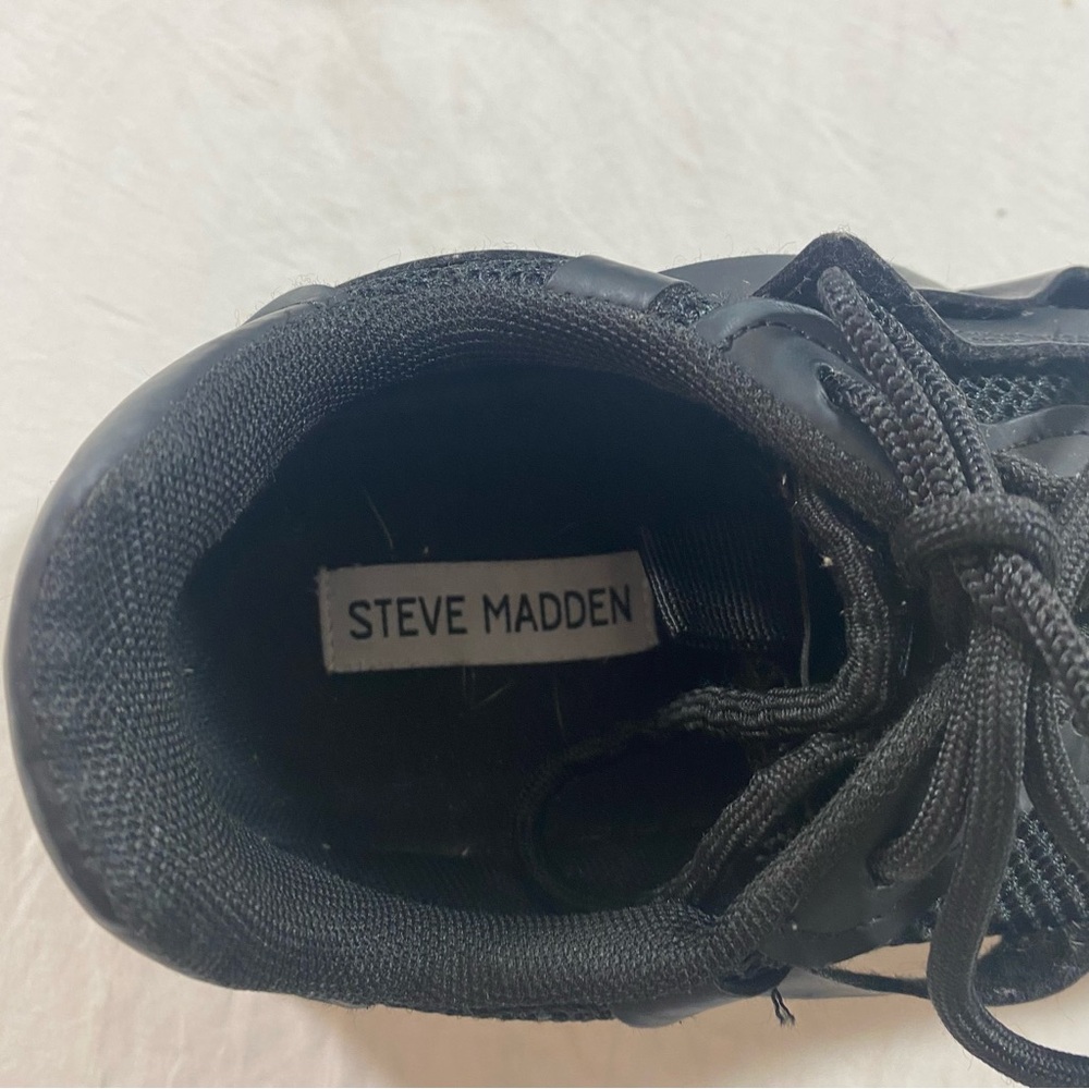 Steve Madden Possess Sneakers Black Lace-Up Sneakers Round toe Mesh upper - Picture 2 of 10